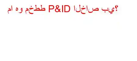 ما هو مخطط P&ID الخاص بي؟